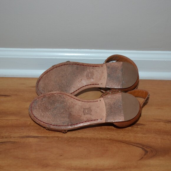 Trask brown leather Studded Ankle strap Gladiator buckle Boho Sandals, sz 7.5M - Picture 10 of 11